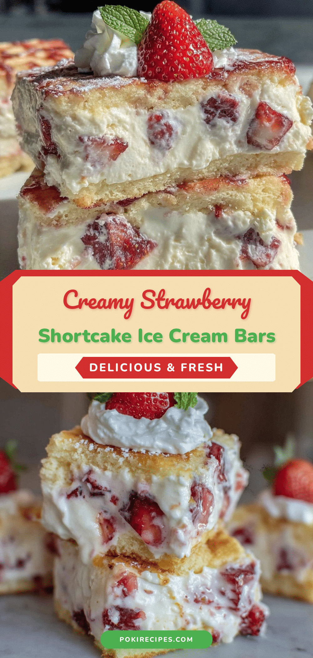 creamy strawberry shortcake ice cream sandwich bars recipe
