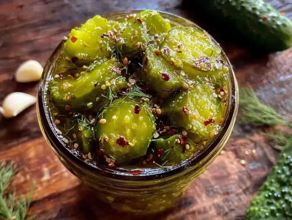 crispy garlic dill pickles refrigerator recipe - featured image