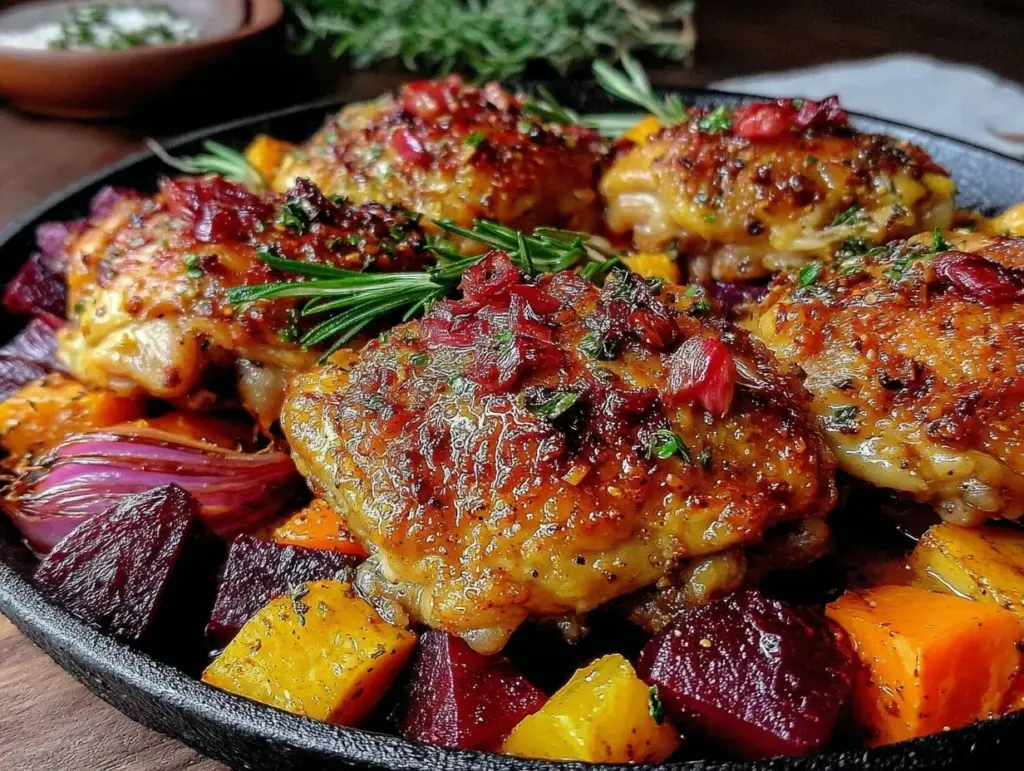 crispy one-pan roasted garlic butter chicken thighs - featured image
