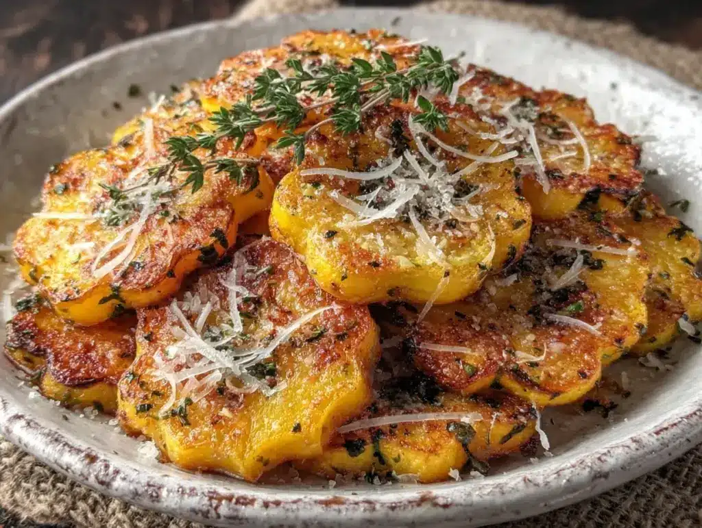crispy parmesan roasted yellow squash - featured image