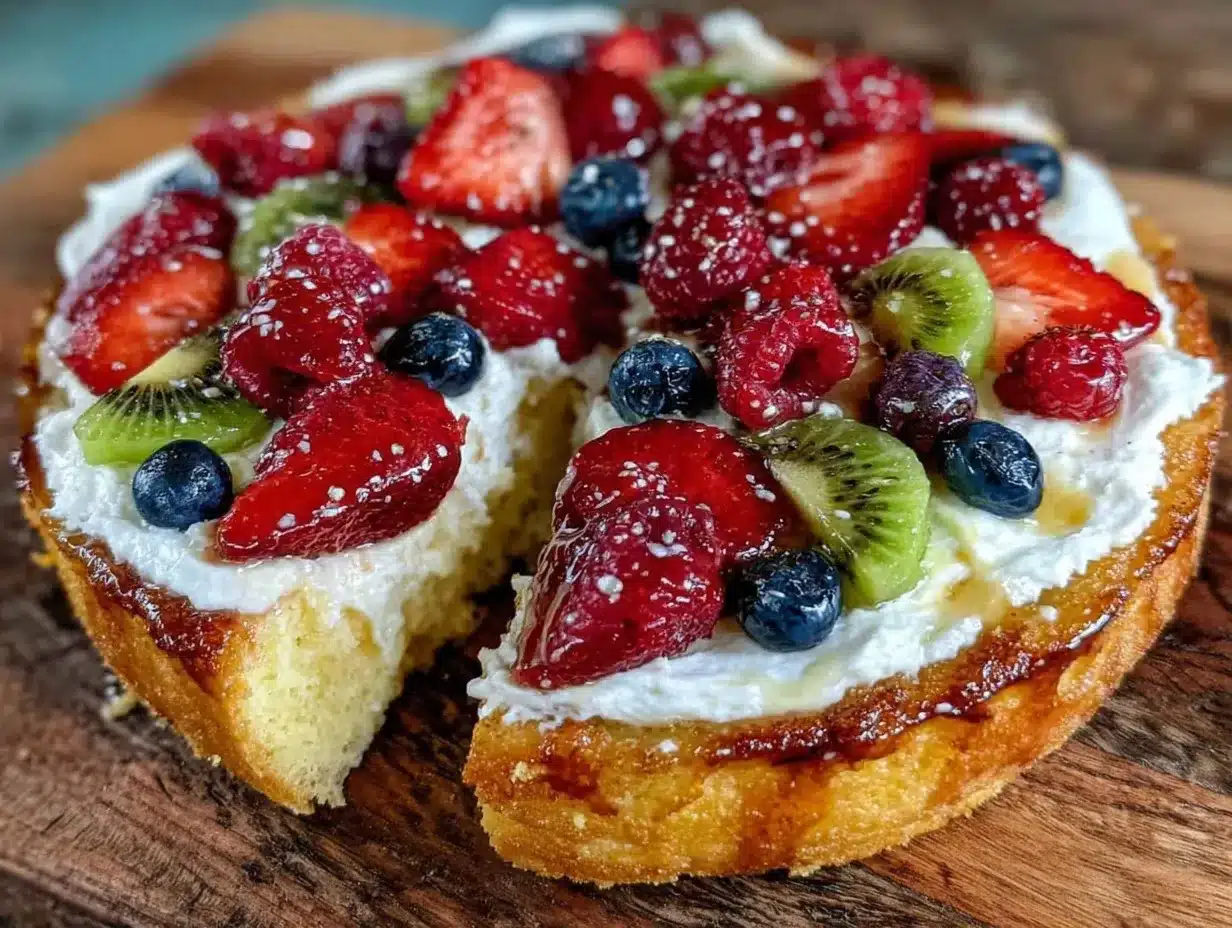 easy creamy sugar cookie fruit pizza preparation steps