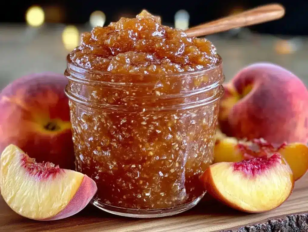 easy fresh peach freezer jam - featured image