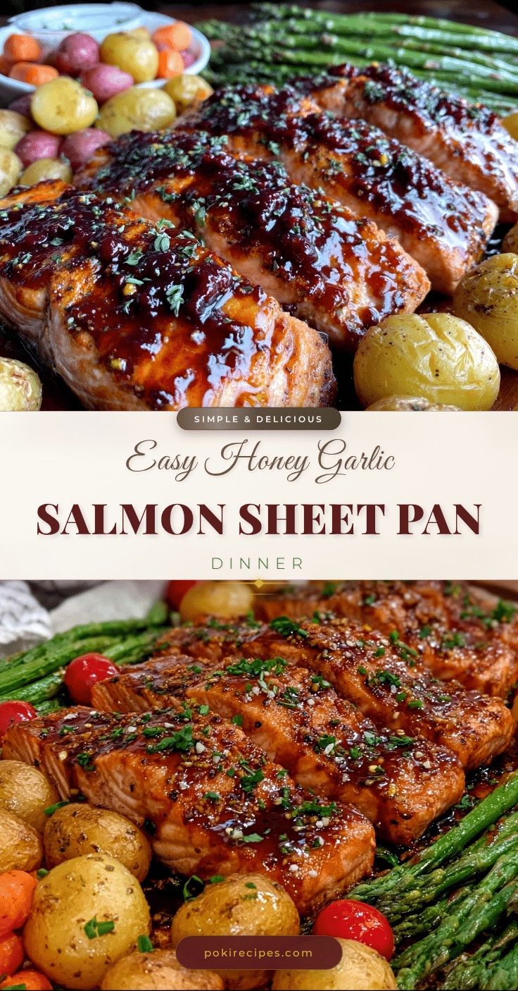 easy honey garlic salmon sheet pan dinner recipe