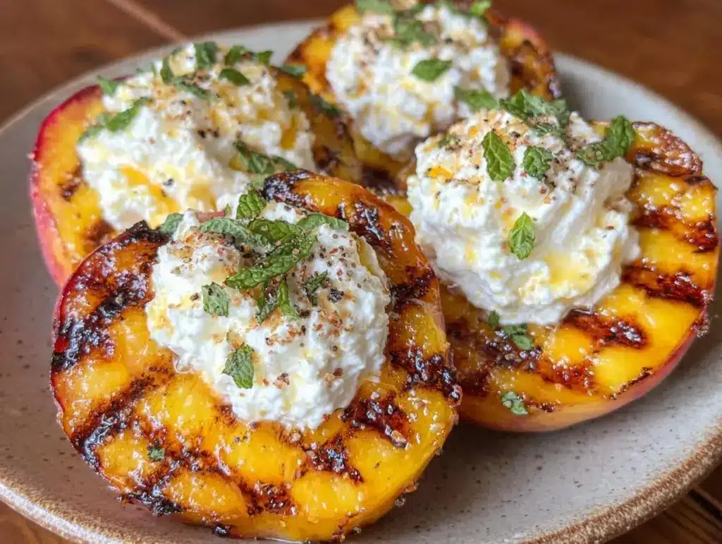 easy sweet grilled peaches - featured image
