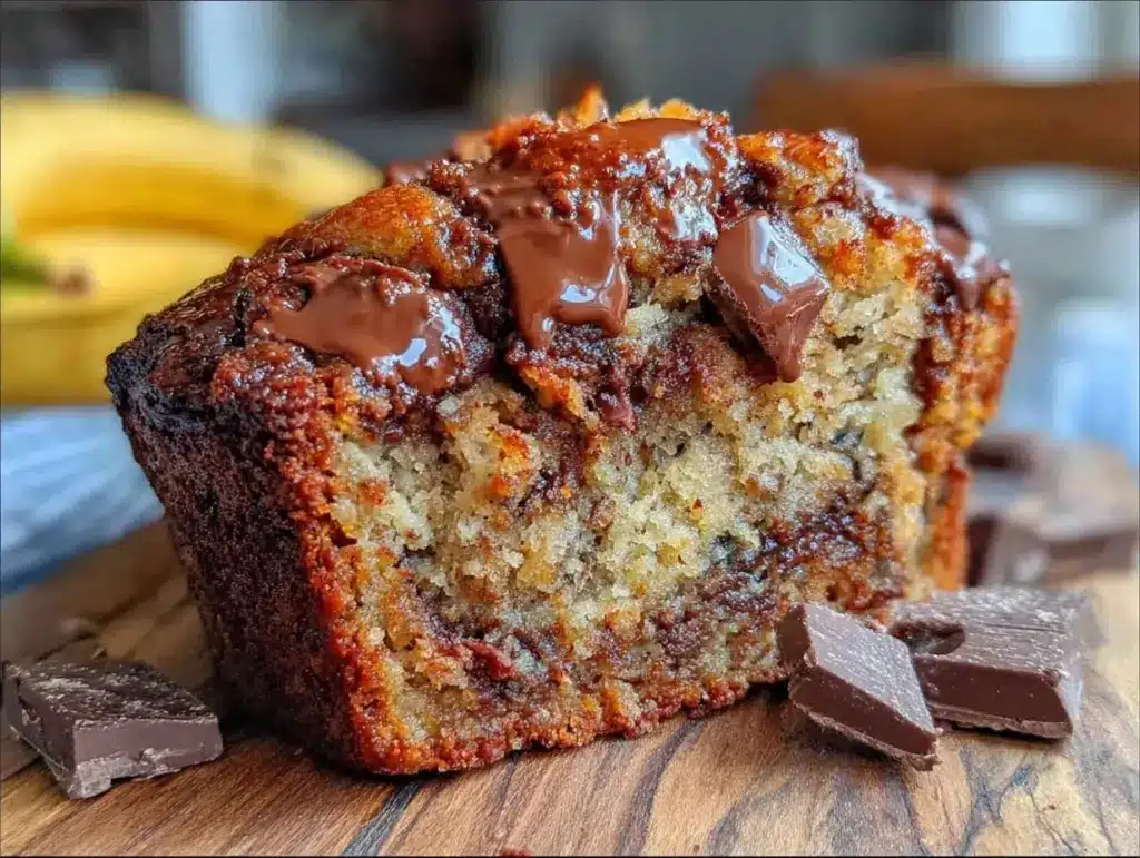 extra fudgy chocolate chunk banana bread - featured image