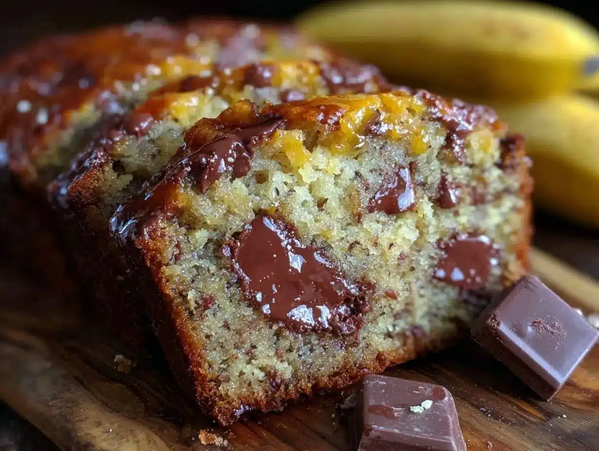 extra fudgy chocolate chunk banana bread preparation steps