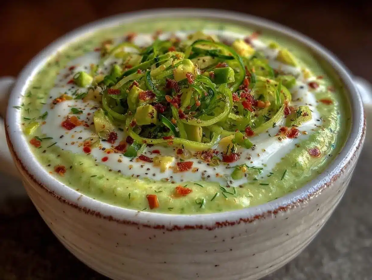 fresh chilled cucumber avocado gazpacho preparation steps