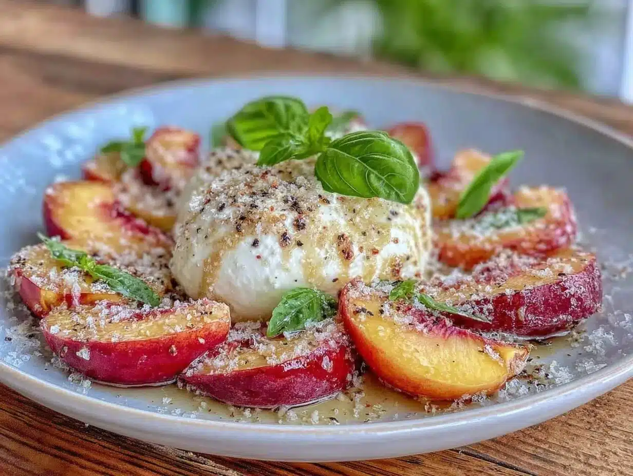 fresh peach caprese salad preparation steps