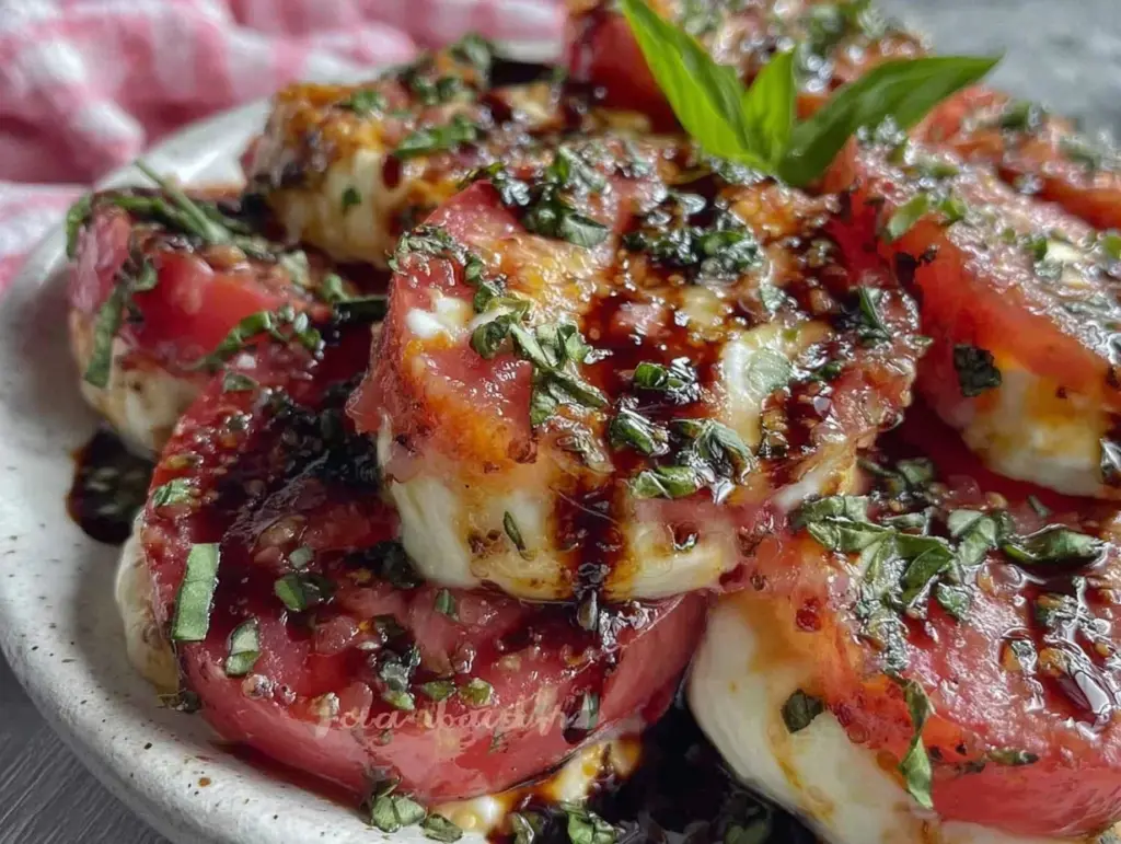 fresh tomato basil mozzarella salad - featured image