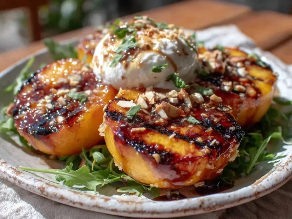 grilled peach and burrata salad - featured image