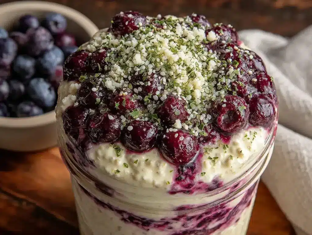 healthy blueberry protein overnight oats - featured image
