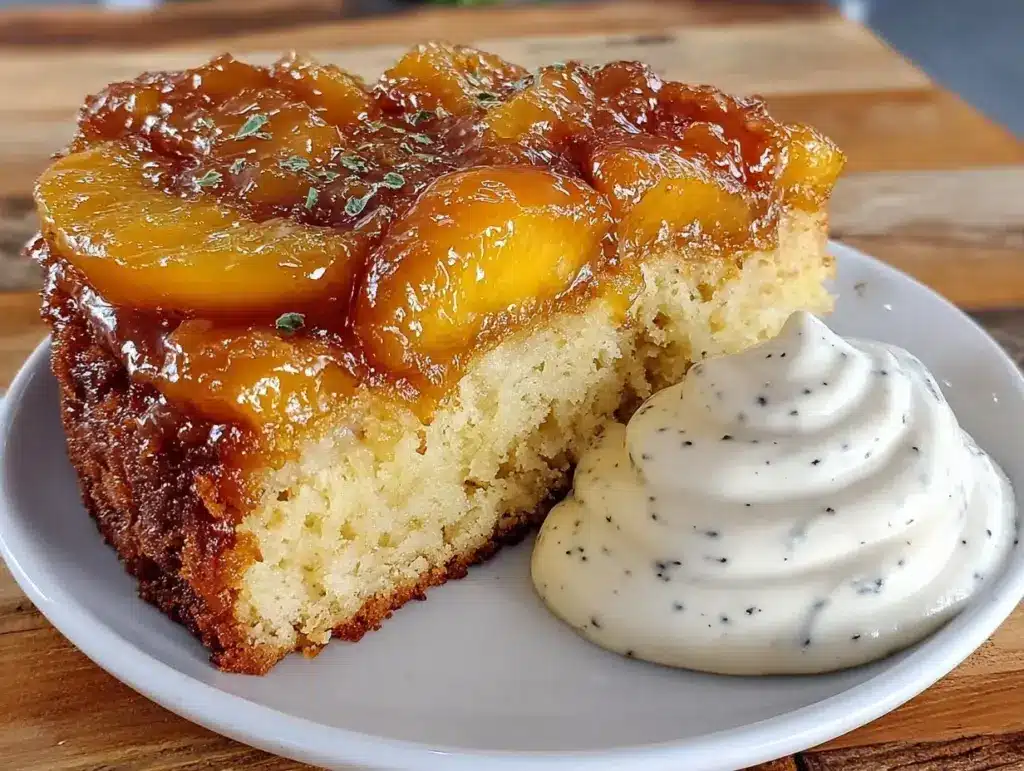 honey peach upside-down cake - featured image