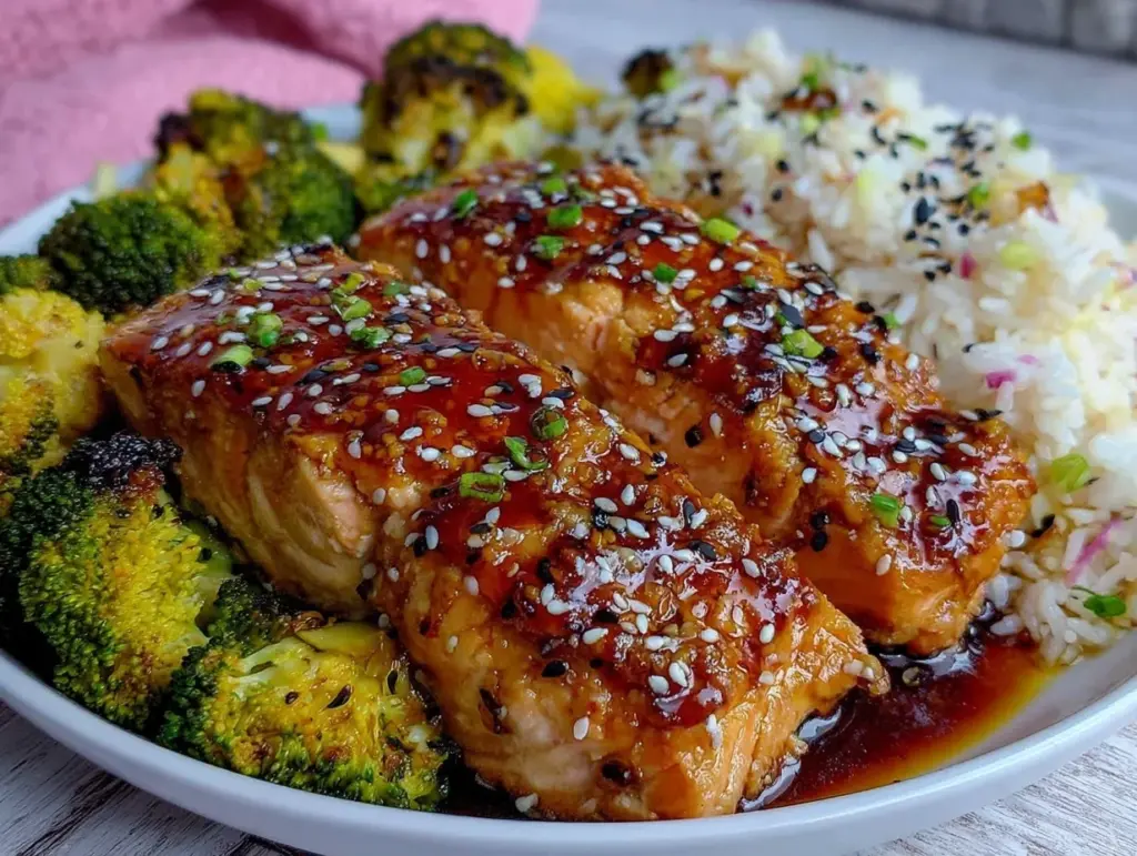honey teriyaki salmon sheet pan dinner - featured image
