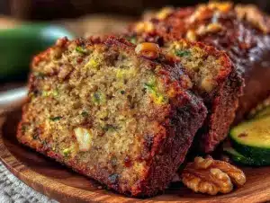moist homemade zucchini banana walnut bread - featured image