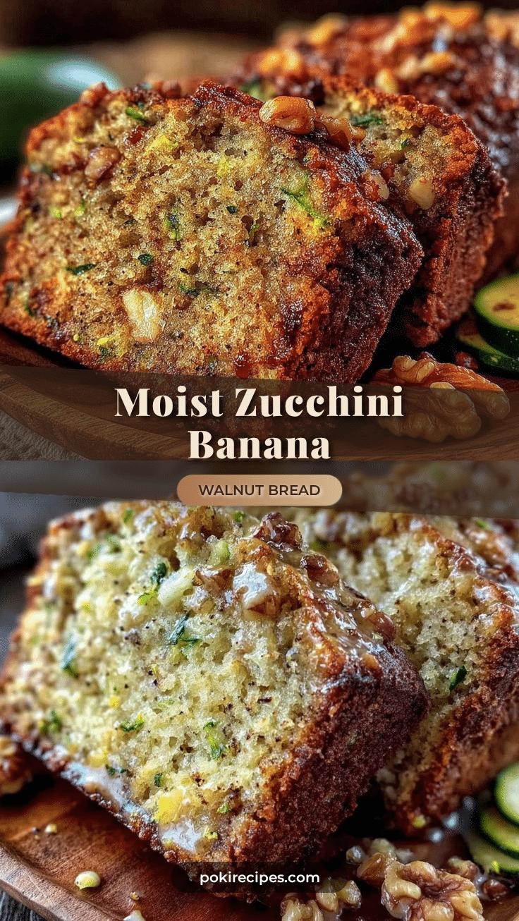 moist homemade zucchini banana walnut bread recipe
