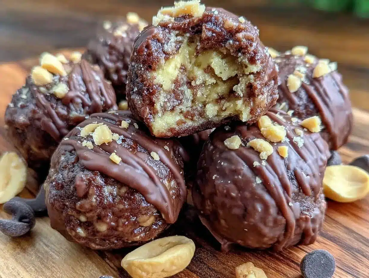 no bake dark chocolate peanut butter protein balls preparation steps