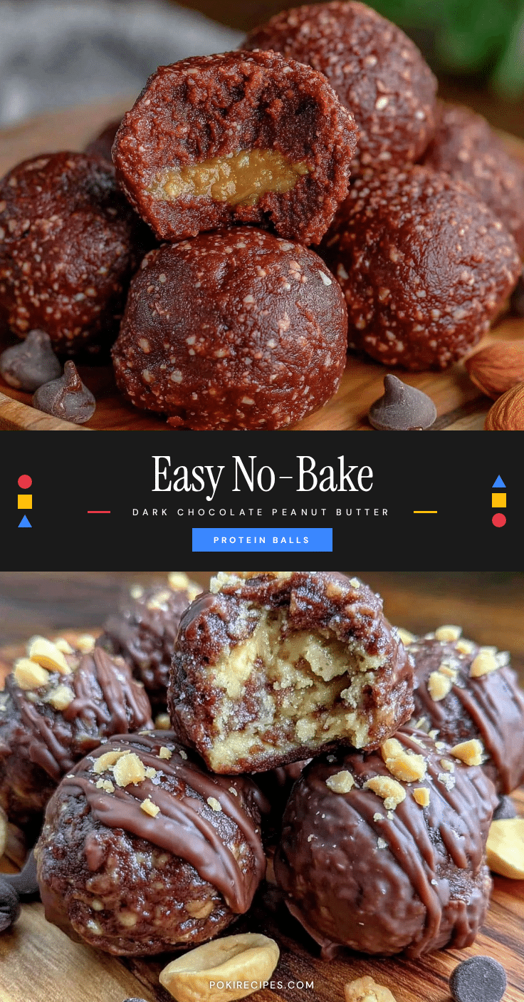 no bake dark chocolate peanut butter protein balls recipe