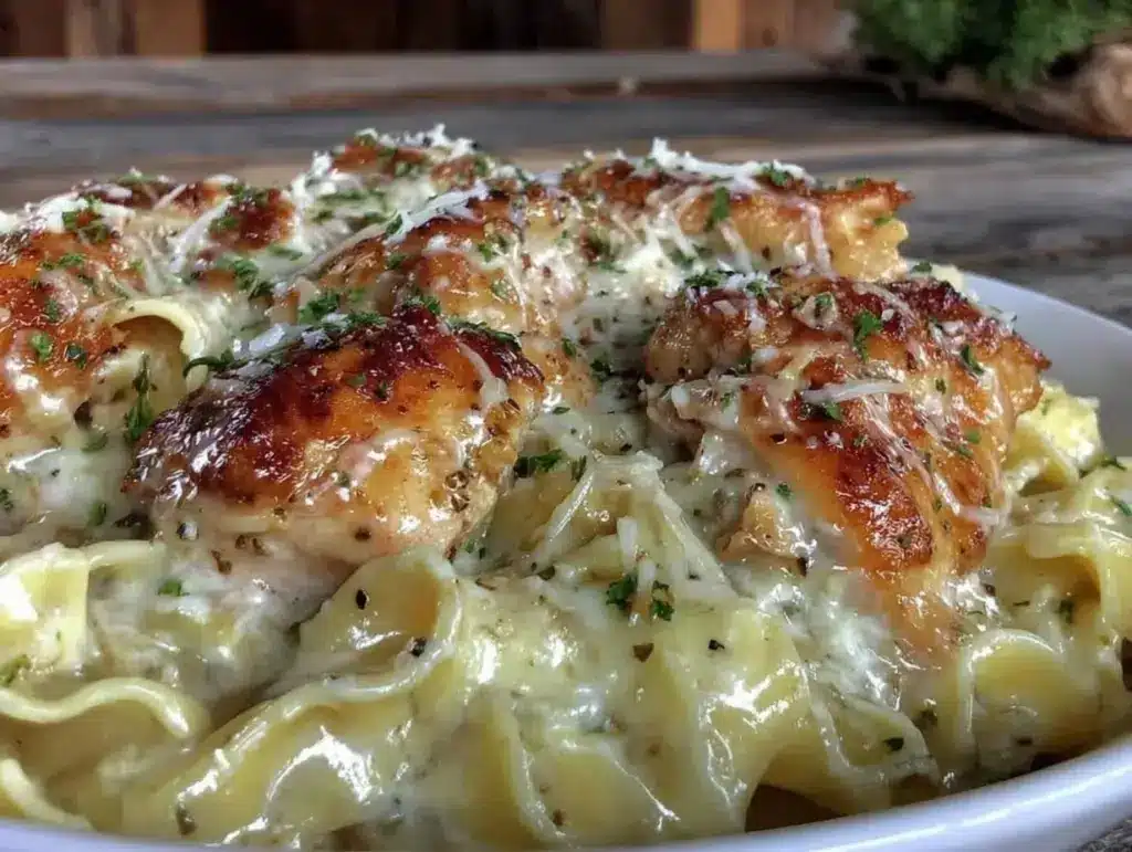 one-pot chicken alfredo pasta - featured image