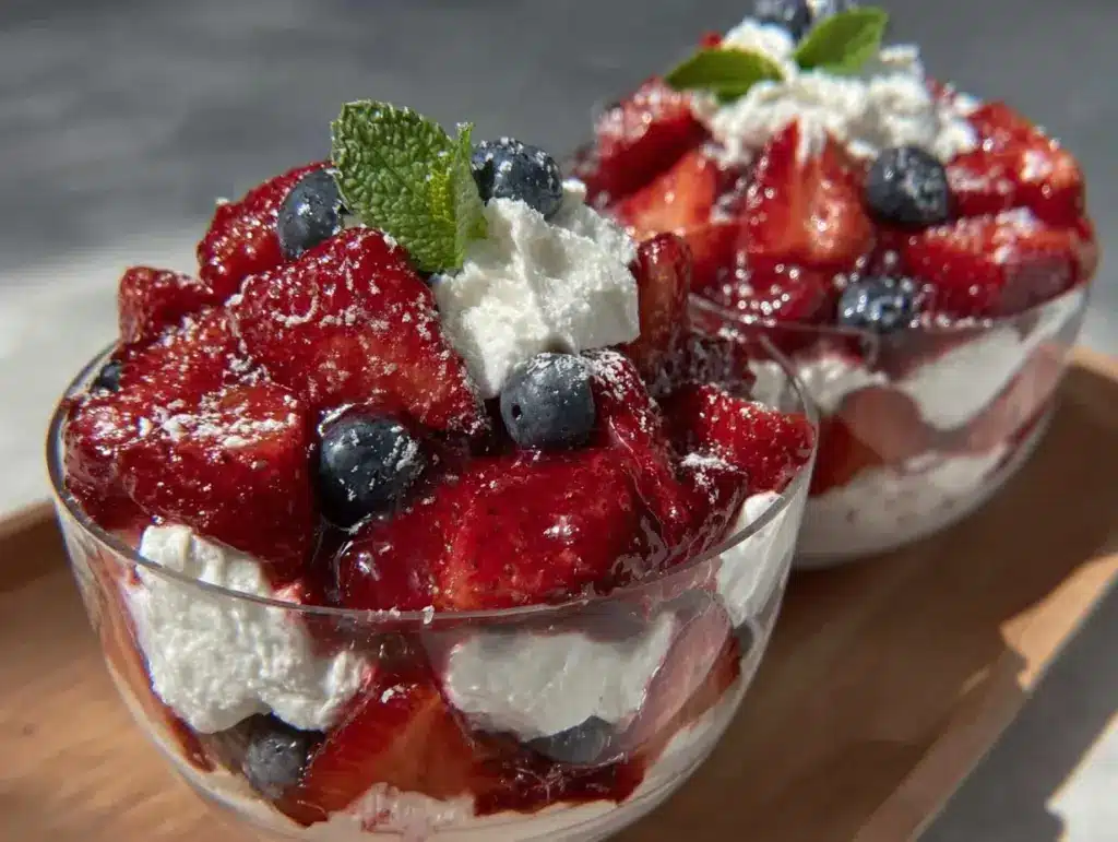 red white and blueberry trifle cups - featured image