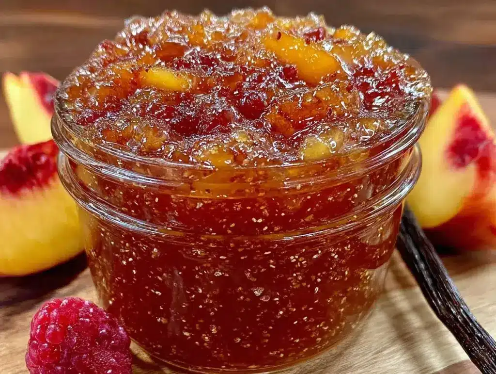 small batch peach vanilla bean jam - featured image
