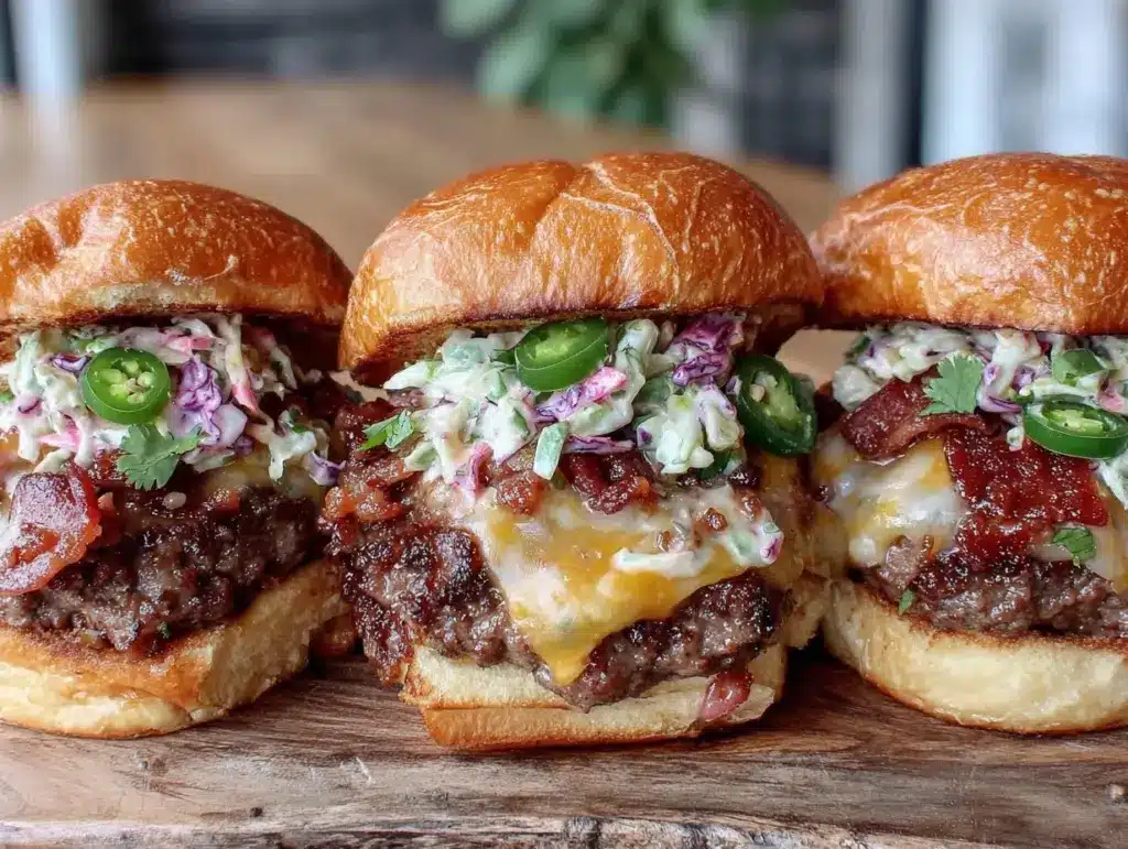 smoky chipotle bacon cheeseburger sliders - featured image