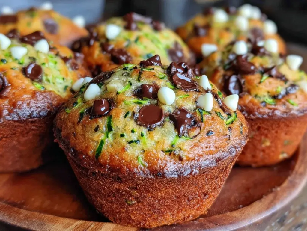 triple chocolate chip zucchini muffins - featured image