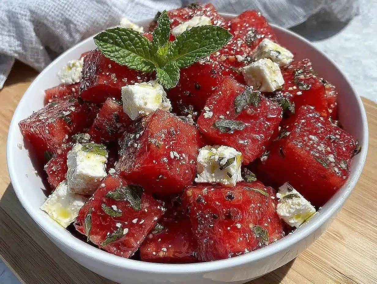 watermelon feta salad preparation steps