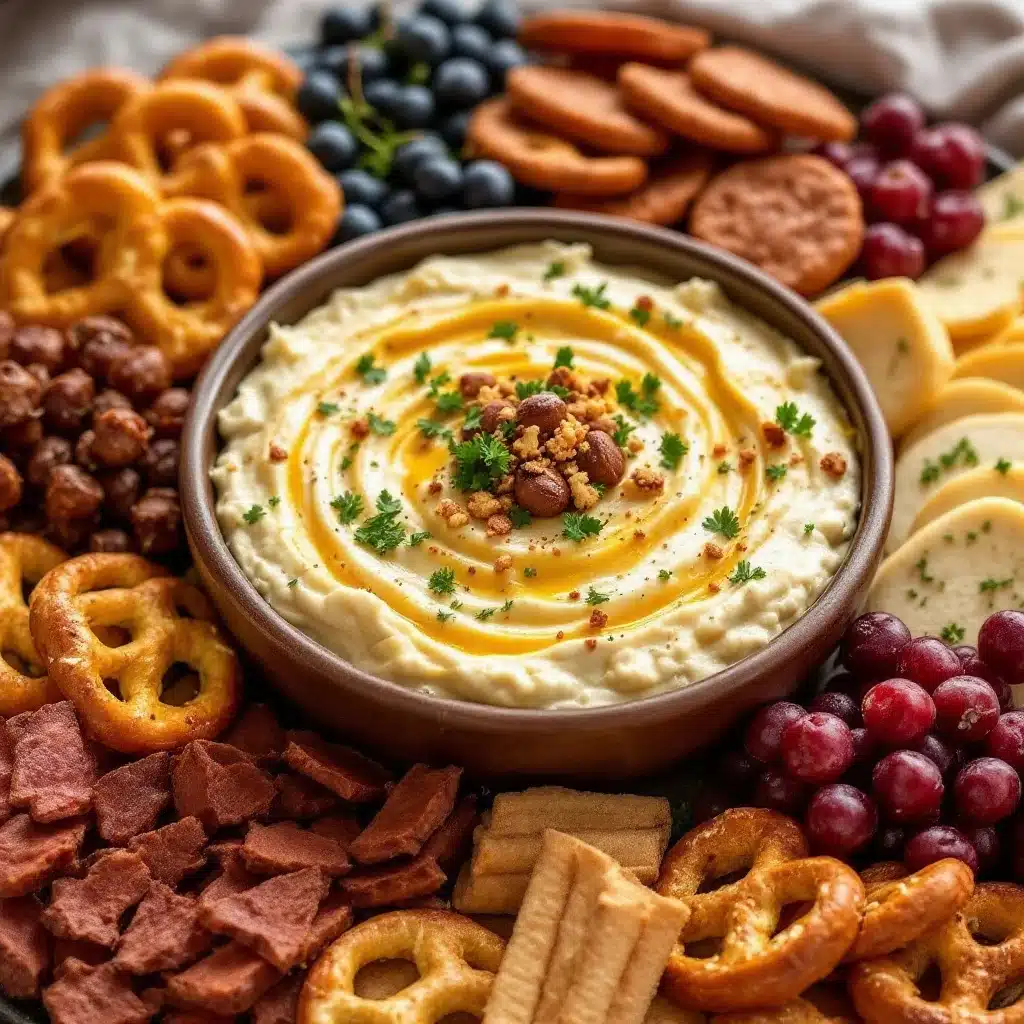 best cheesy football charcuterie dip board - featured image
