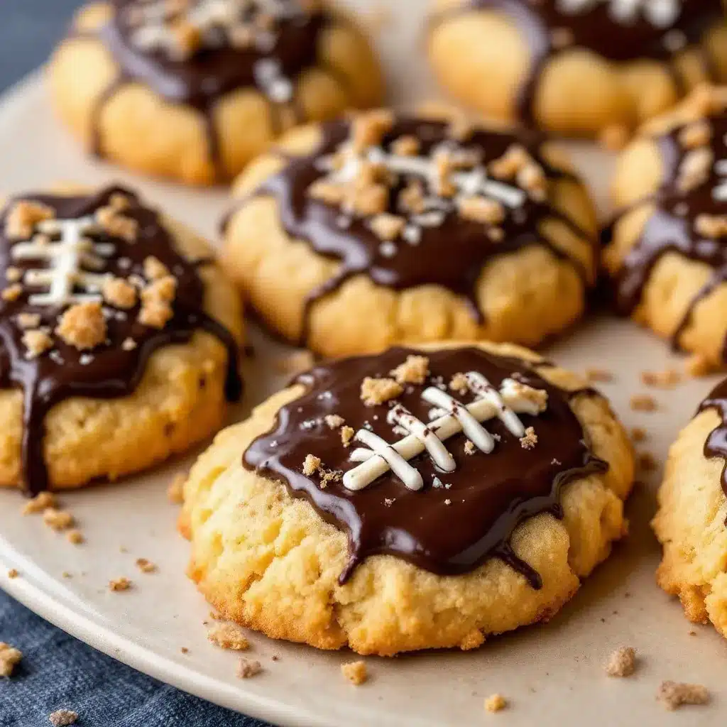 crispy football cookies with chocolate icing preparation steps