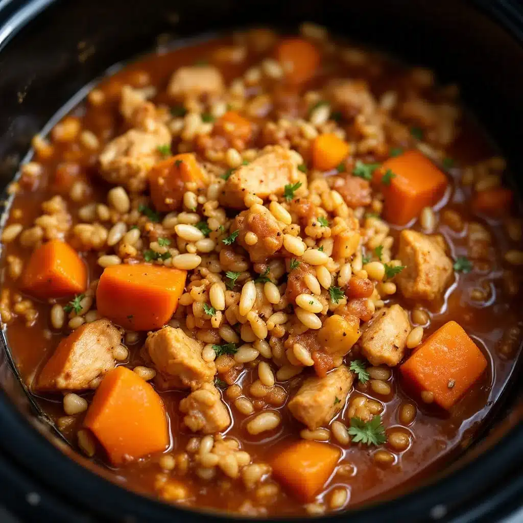 crockpot chicken and wild rice fall stew - featured image