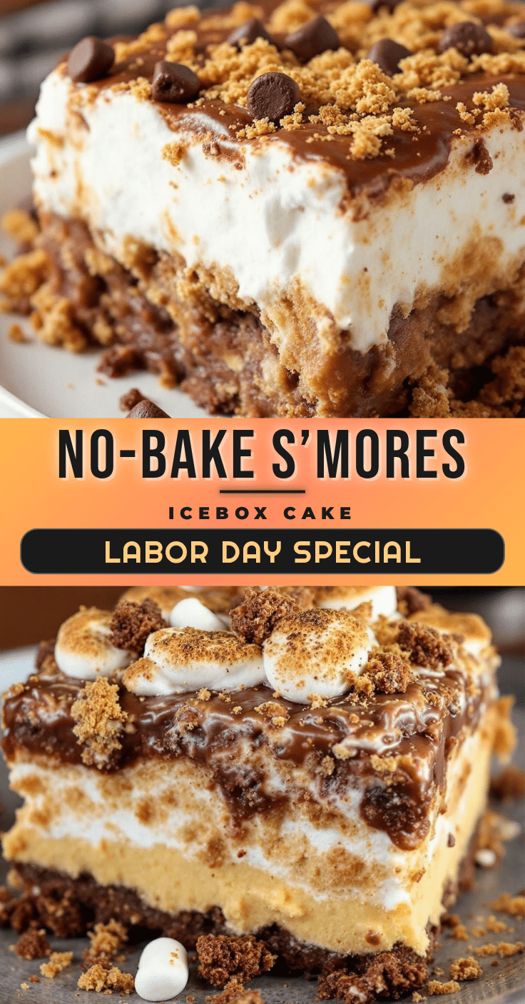 Easy No-Bake Smores Icebox Cake for Labor Day recipe