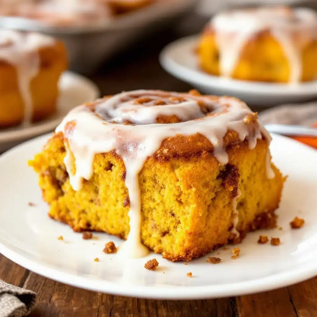 iced pumpkin cinnamon rolls - featured image