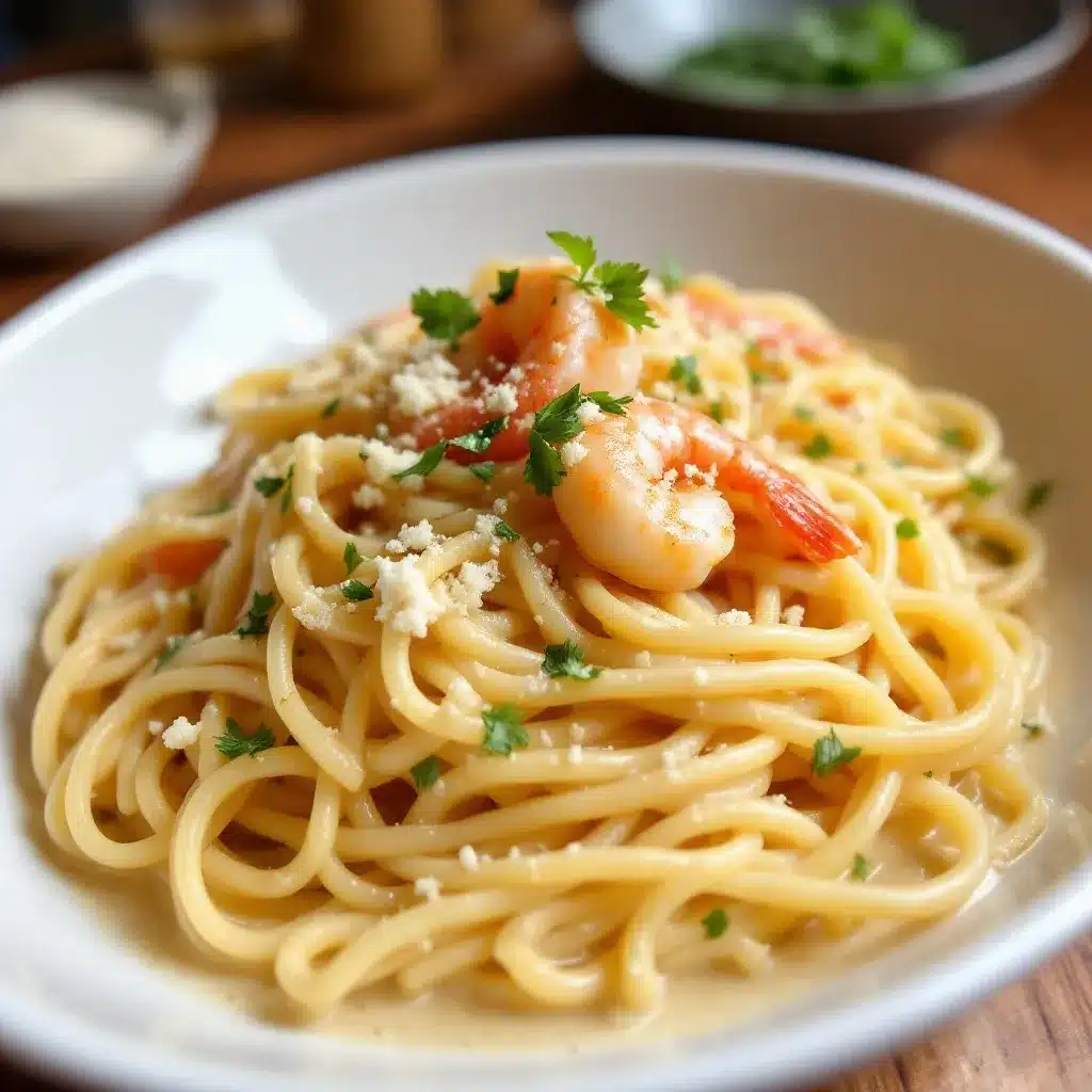 Quick Garlic Butter Shrimp Pasta preparation steps