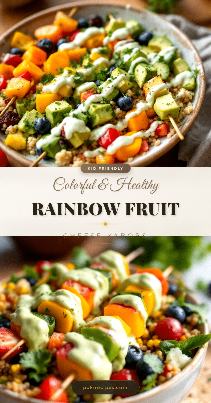 rainbow fruit and cheese kabobs recipe