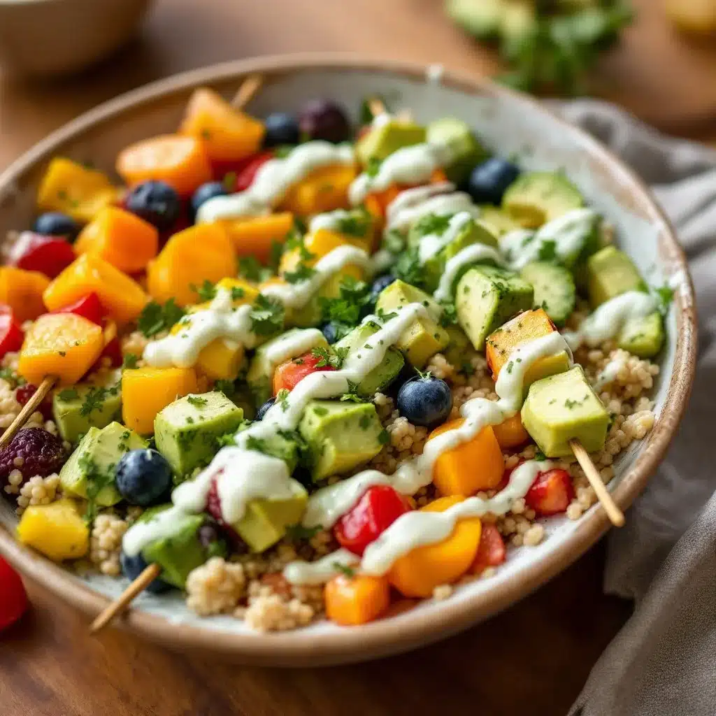 rainbow fruit and cheese kabobs - featured image