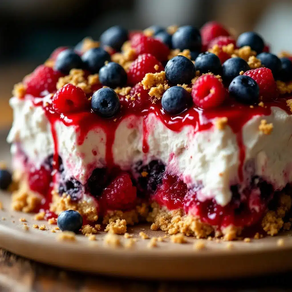 red white and blue berry trifle - featured image