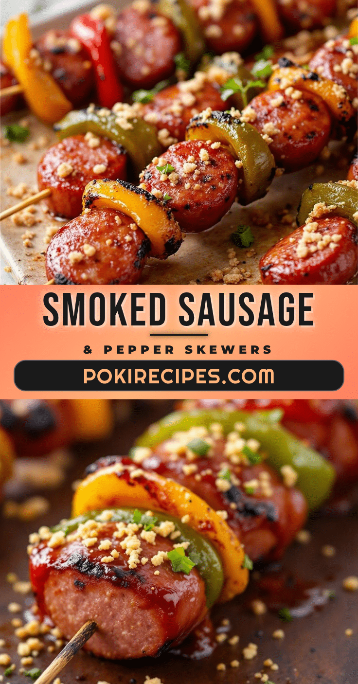 Smoked Sausage and Pepper Skewers recipe